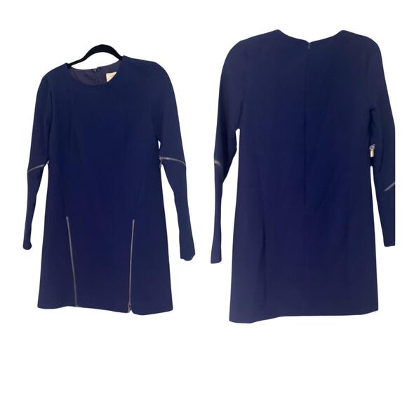 Artelier Blue Midi Zipper Dress Long Sleeve,All Products : American Fashion Style Bags On Sale
